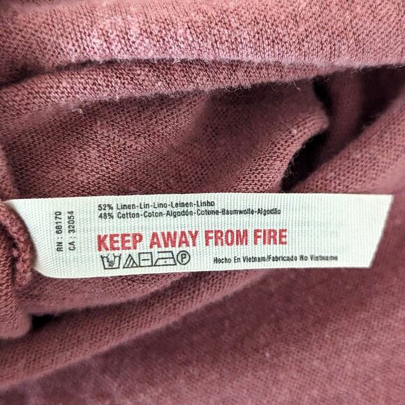 Free People Beach Mini Dress Tunic Dropwaist Linen Blend Pink Henley Small - Picture 8 of 9